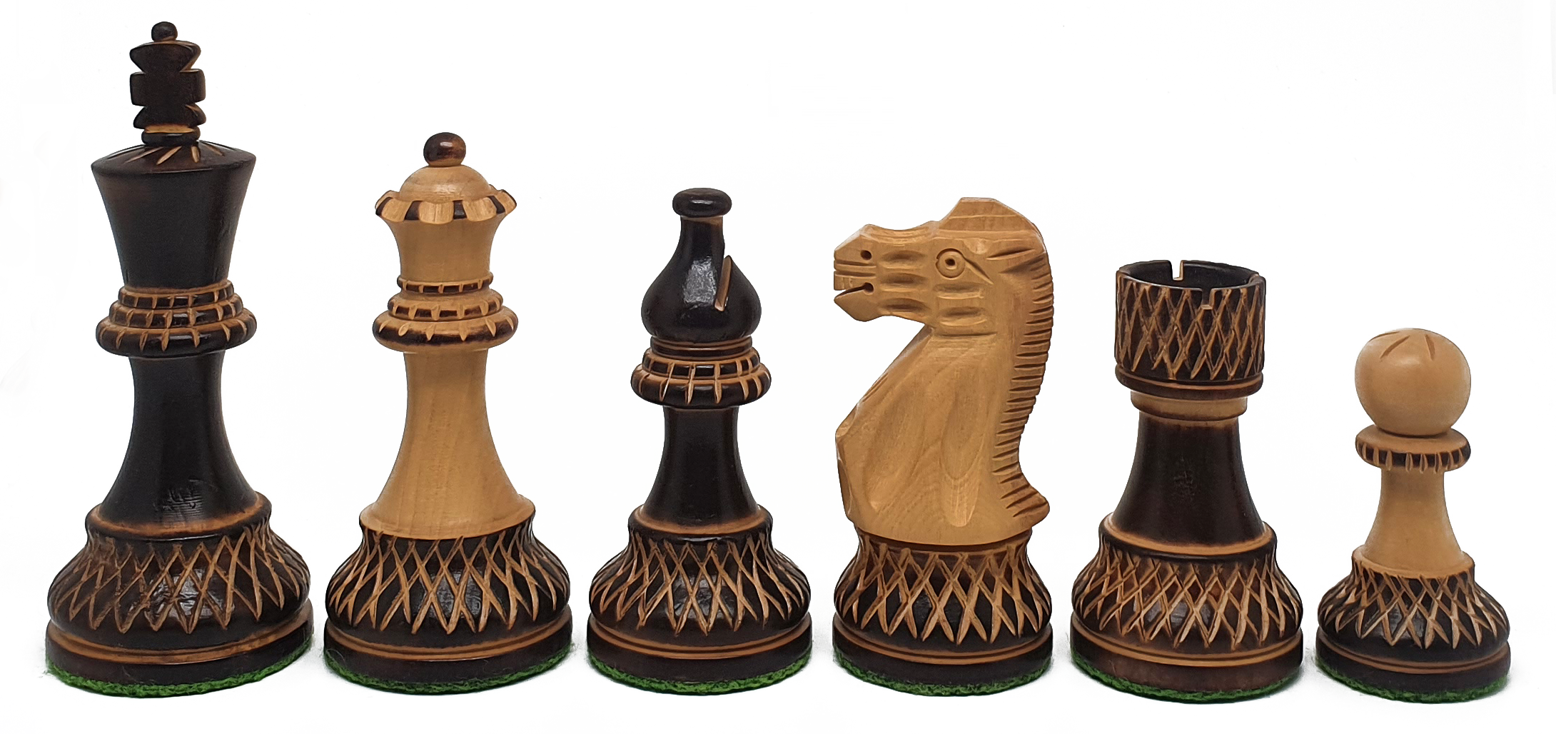VI/ Piezas de ajedrez modelo Burnt Classic "3.75" Ebanizado. 5577