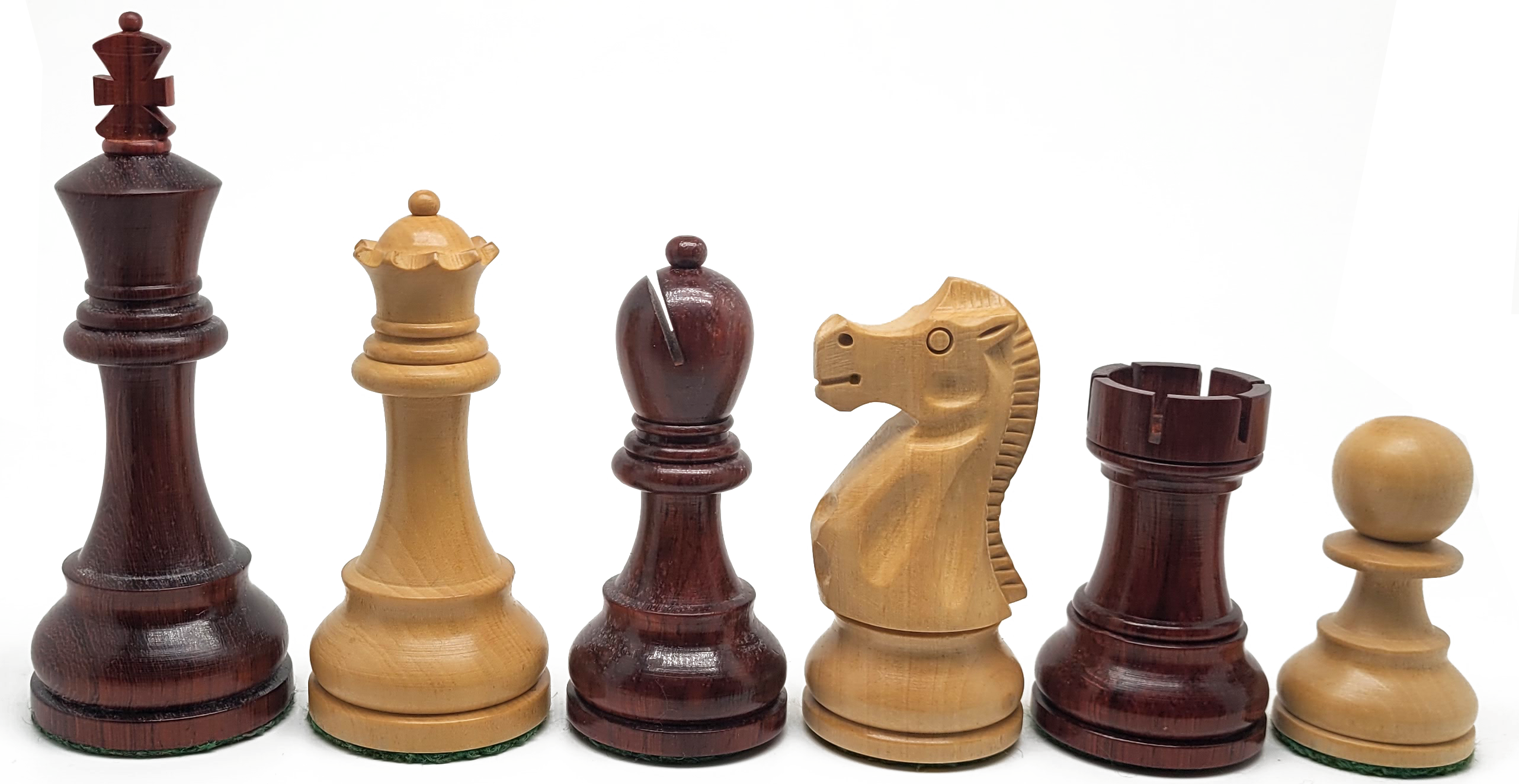 VI/ Piezas de ajedrez modelo Fischer - Spassky "3,50" Brote Palo rosa. 5202