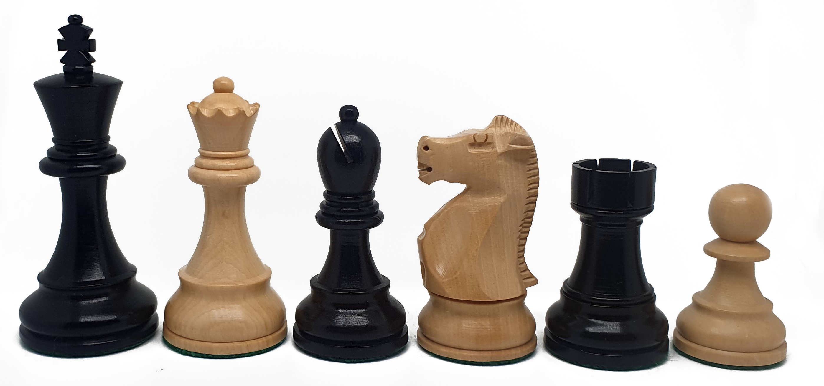 VI/ Piezas de ajedrez modelo Fischer - Spassky "3,75" Ebanizado. 5199