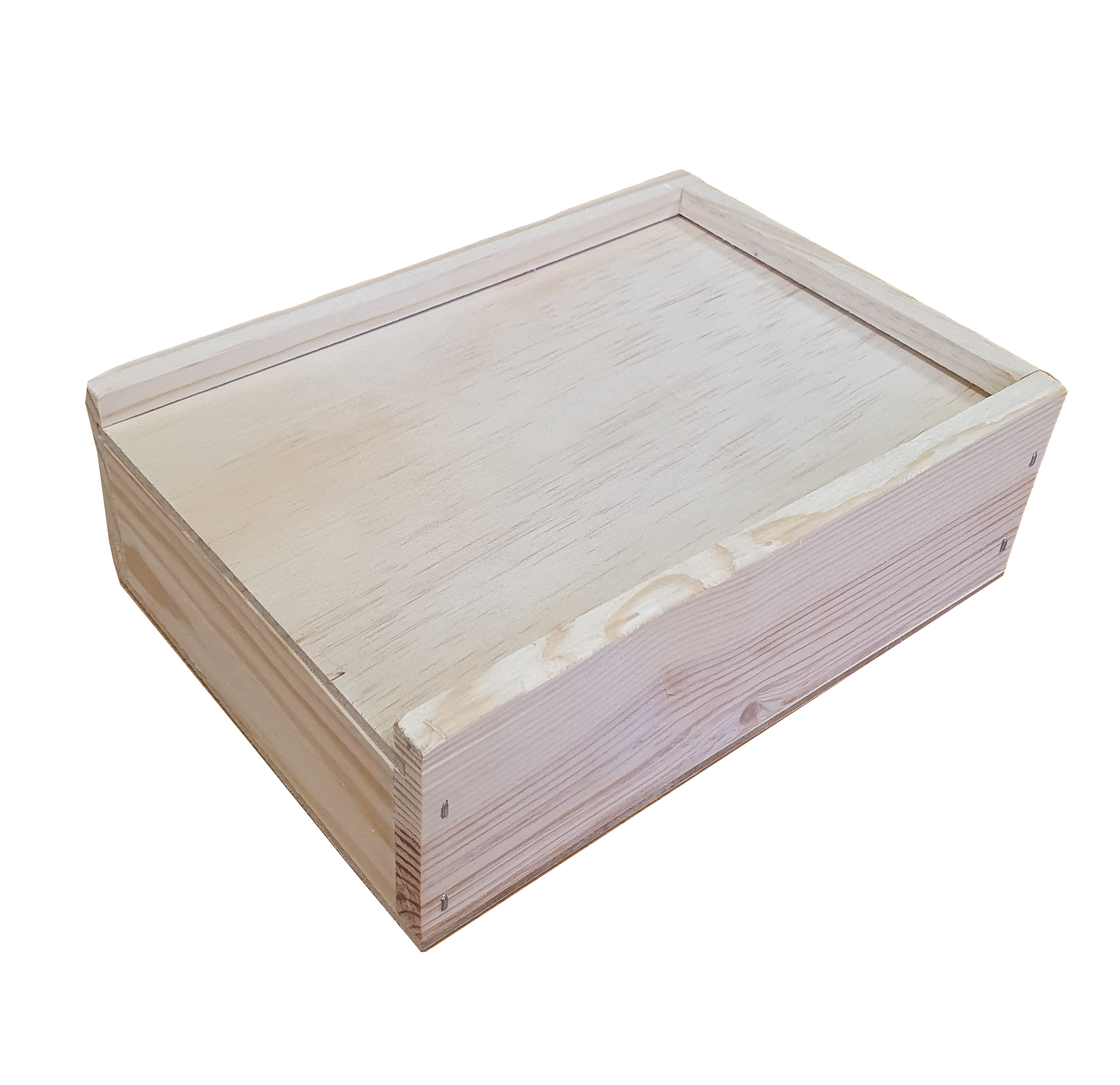 Caja de madera tapa deslizante.