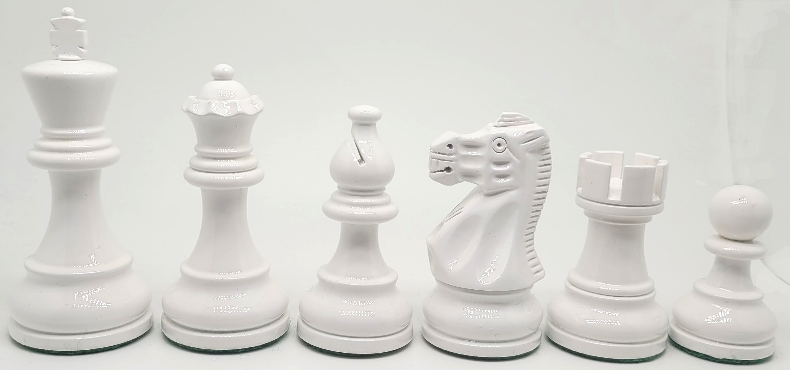 VI/ Piezas de ajedrez American Staunton blanco/rojo "3,75" lacadas (S01).
