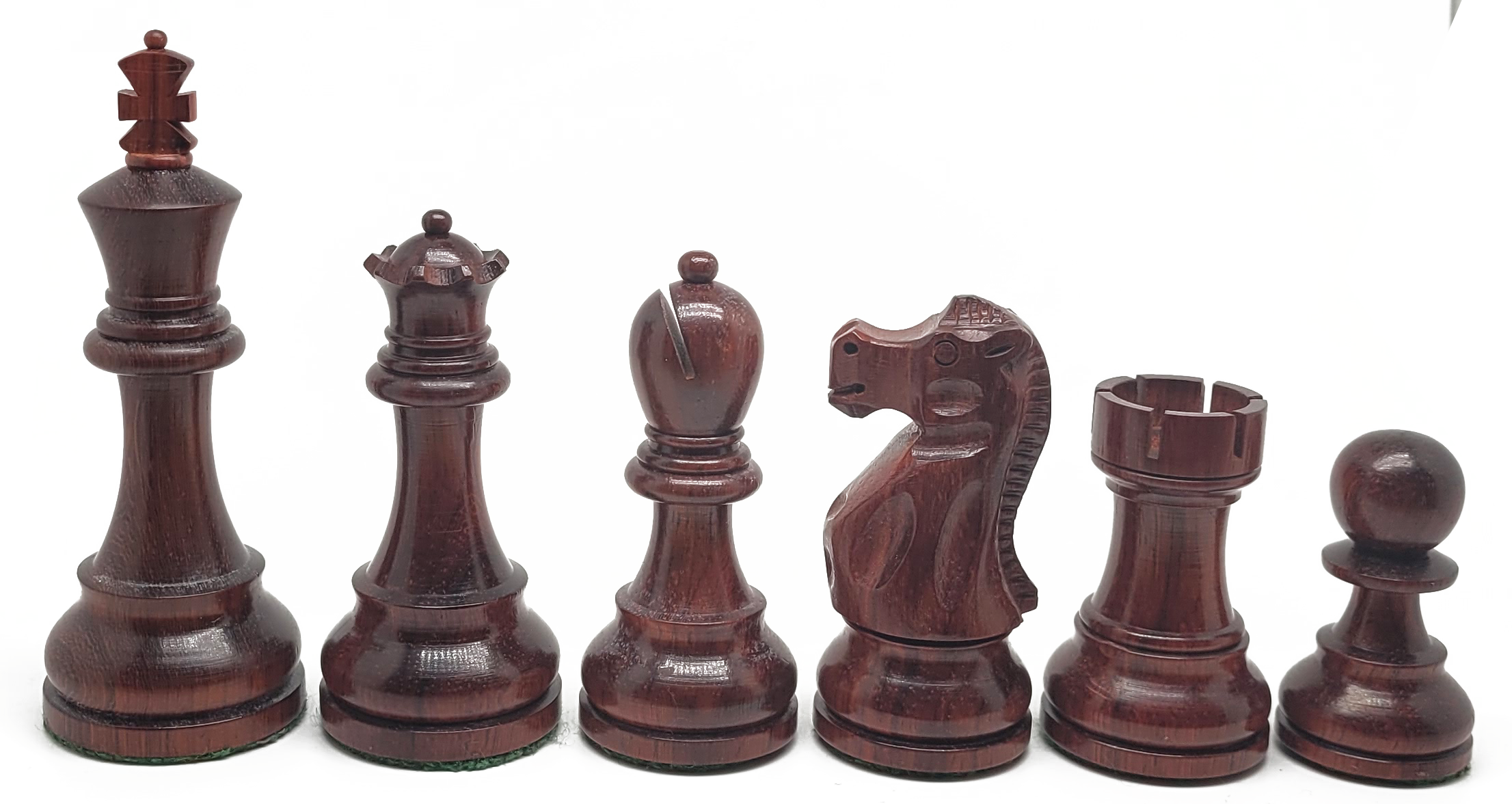 VI/ Piezas de ajedrez modelo Fischer - Spassky "3,50" Brote Palo rosa.