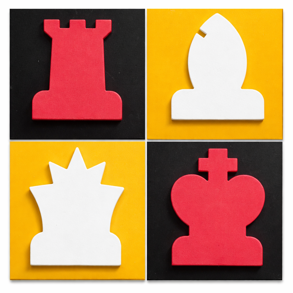 Ref. 02.03.01. Piezas para mural rojas y blancas.