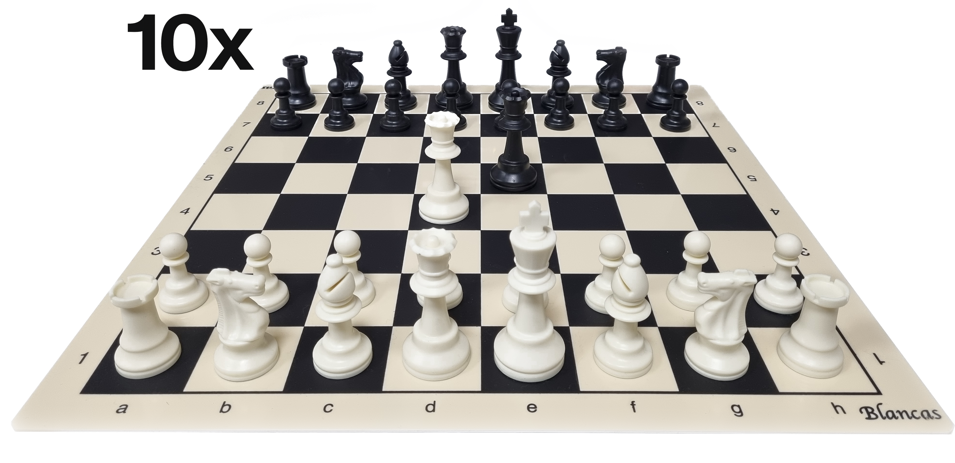 Oferta 004 para clubes de ajedrez y colegios: 10 juegos Staunton de plástico 5 lastradas